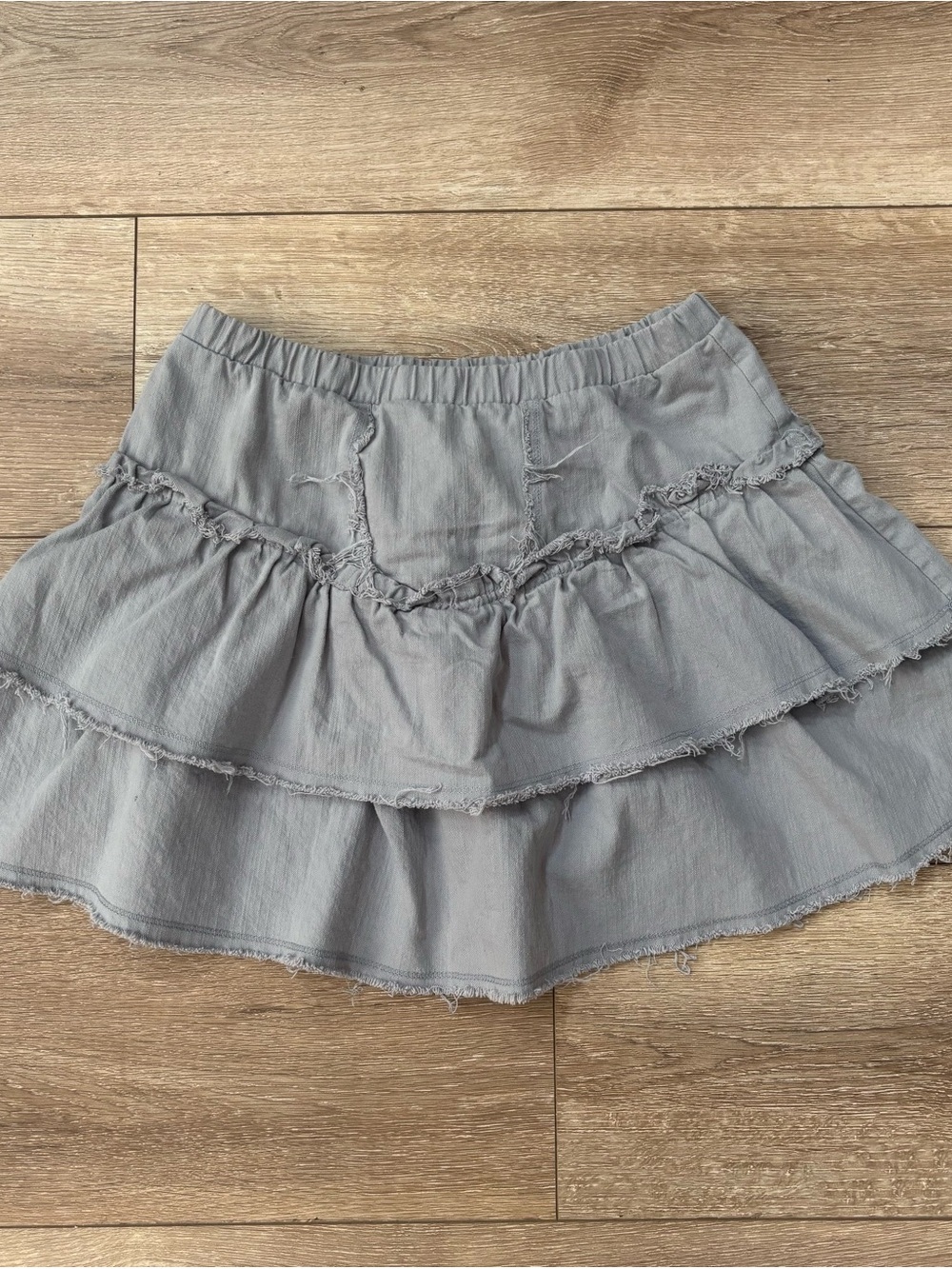 Light Gray Tiered Ruffle Skirt